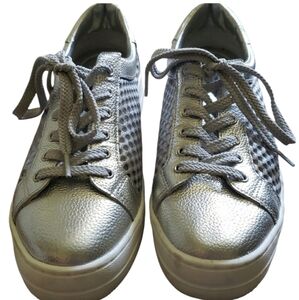 Steve Madden Steven Natural Comfort Napa Leather and Mesh Sneakers